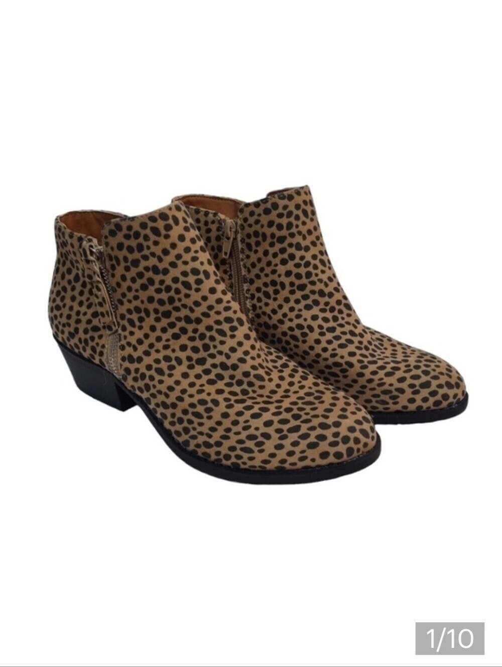 Arizona Women's Block Heel Leopard Print Brown Ankle Boots Size 7.5M NWOT